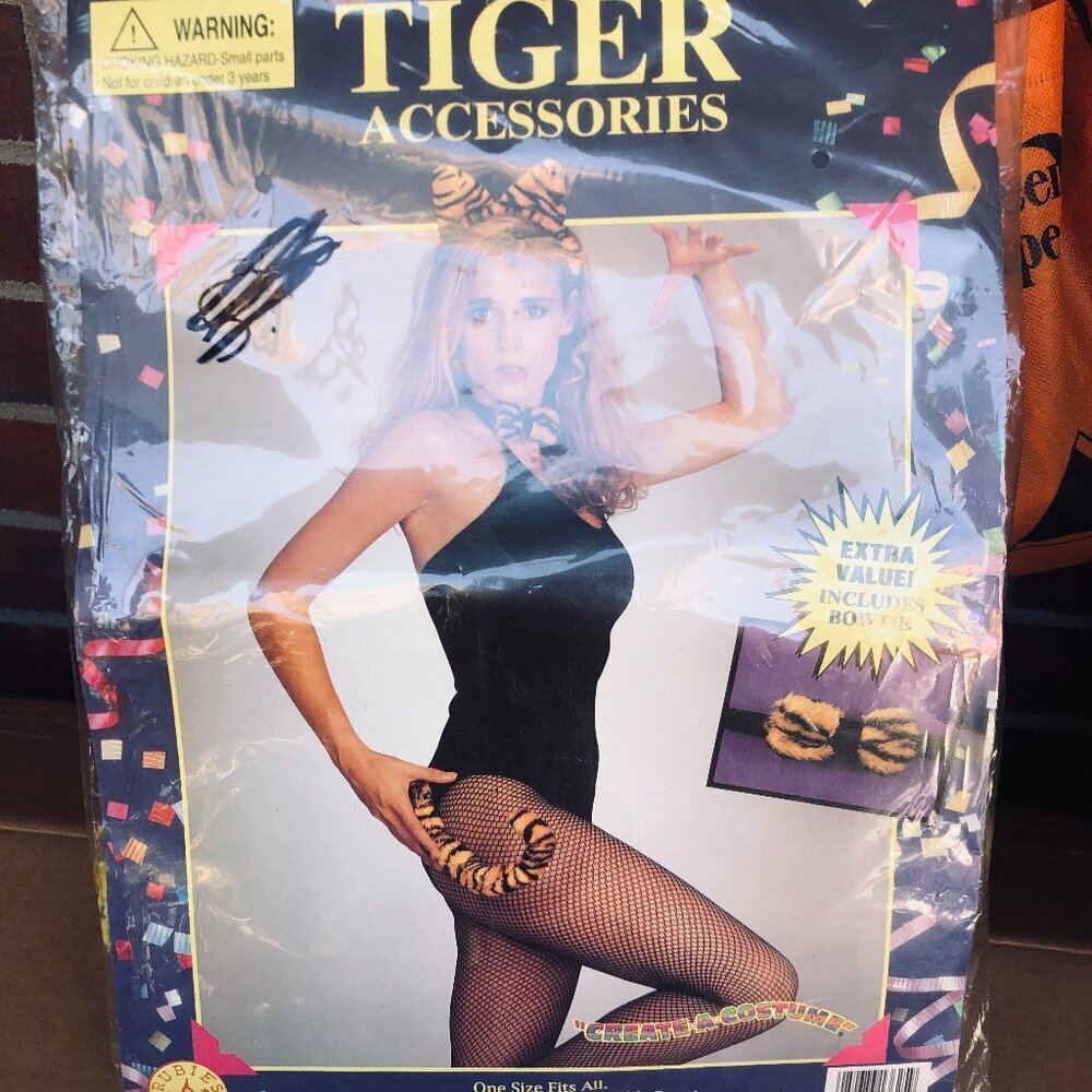 🐯 NIB Vintage Rubie’s Tiger Accessories Set Ears Tail Bowtie Halloween Costume